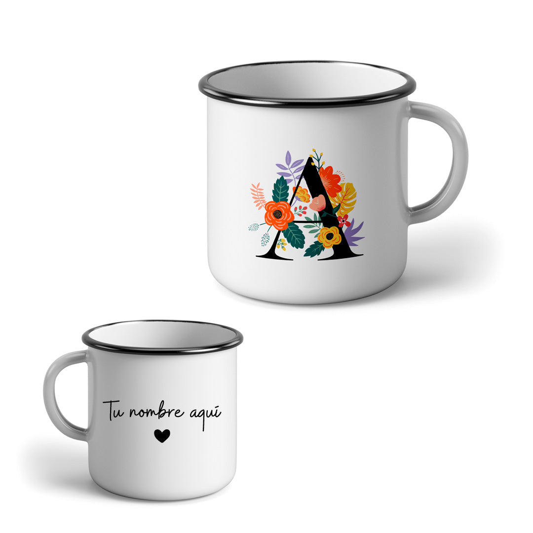 Mug peltre - Flores