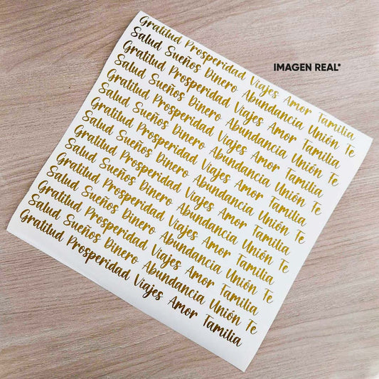 Stickers para velas - Palabras