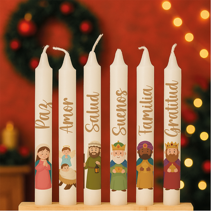 Velas pesebre navideño