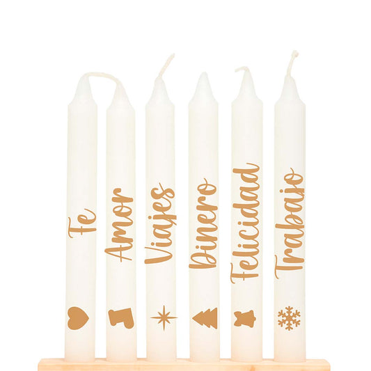 Velas navideñas x 6 Dorado